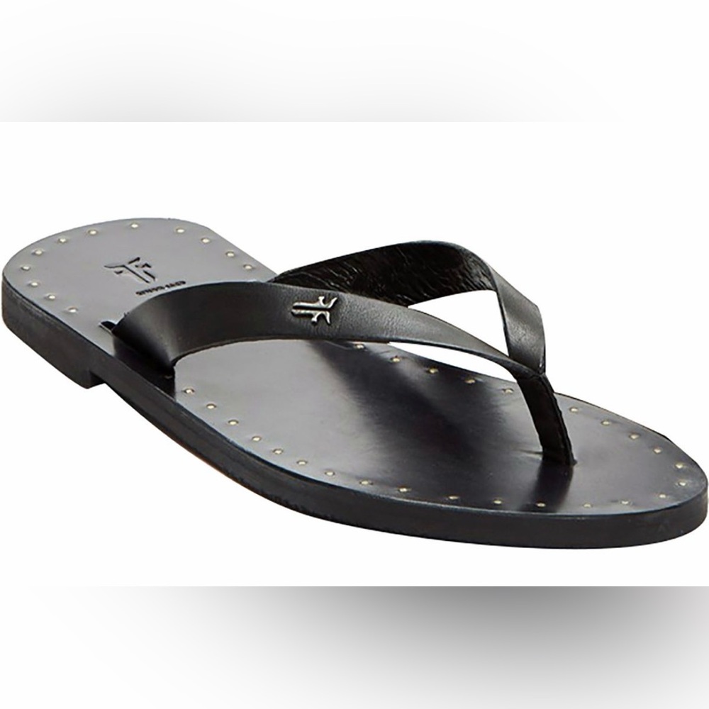 Prwnd Aria azalea leather flip flops black sandals Durable and stylish.Sz9